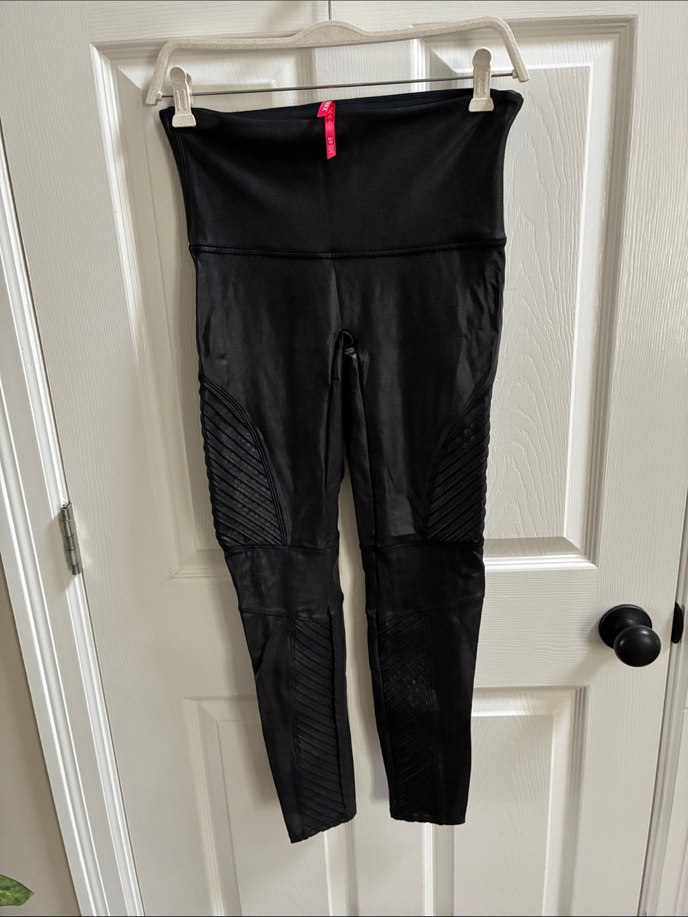SPANX Black High-Waist Moto-Detail Leggings xl